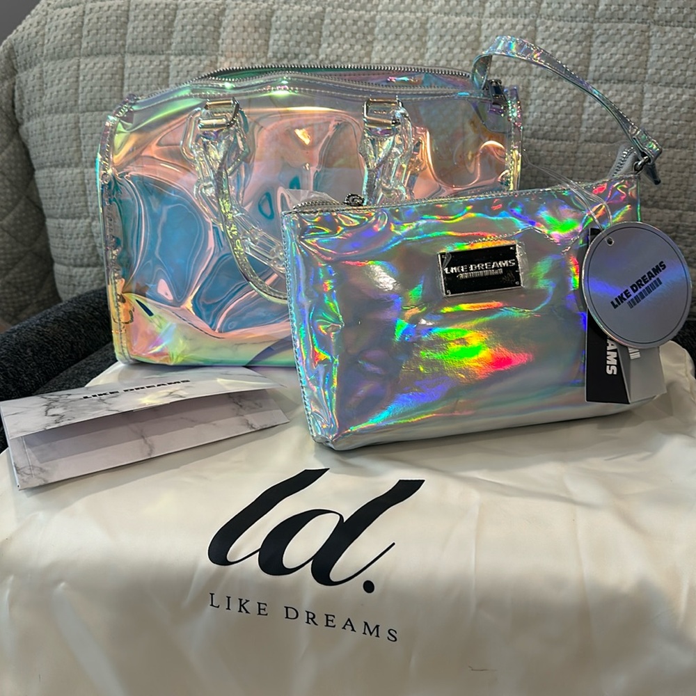 Like dreams holographic festival bag with wristlet